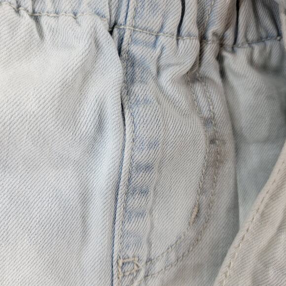 SO Jean Skirt 9 Light Wash Sack Tie Waist Raw Hem Bohemian Denim Mini Skirt - Picture 7 of 12